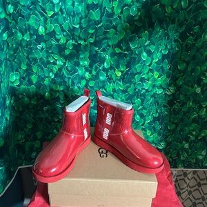 UGG Shiny Red Ankle Boots Women size 10